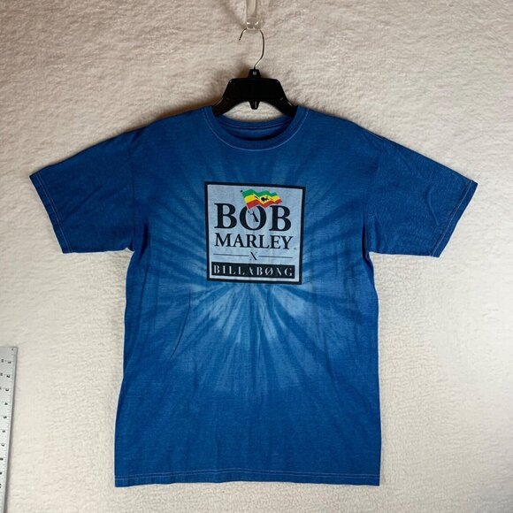 Billabong x Bob Marley Mens Blue Tie‎ Dye Cotton Blend Unite T-Shirt Size M 9059 - Picture 1 of 9